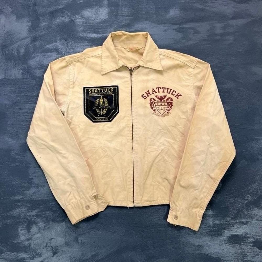 Vintage Shattuck St Mary School Jacket Mens Small Beige 1950s Champion
